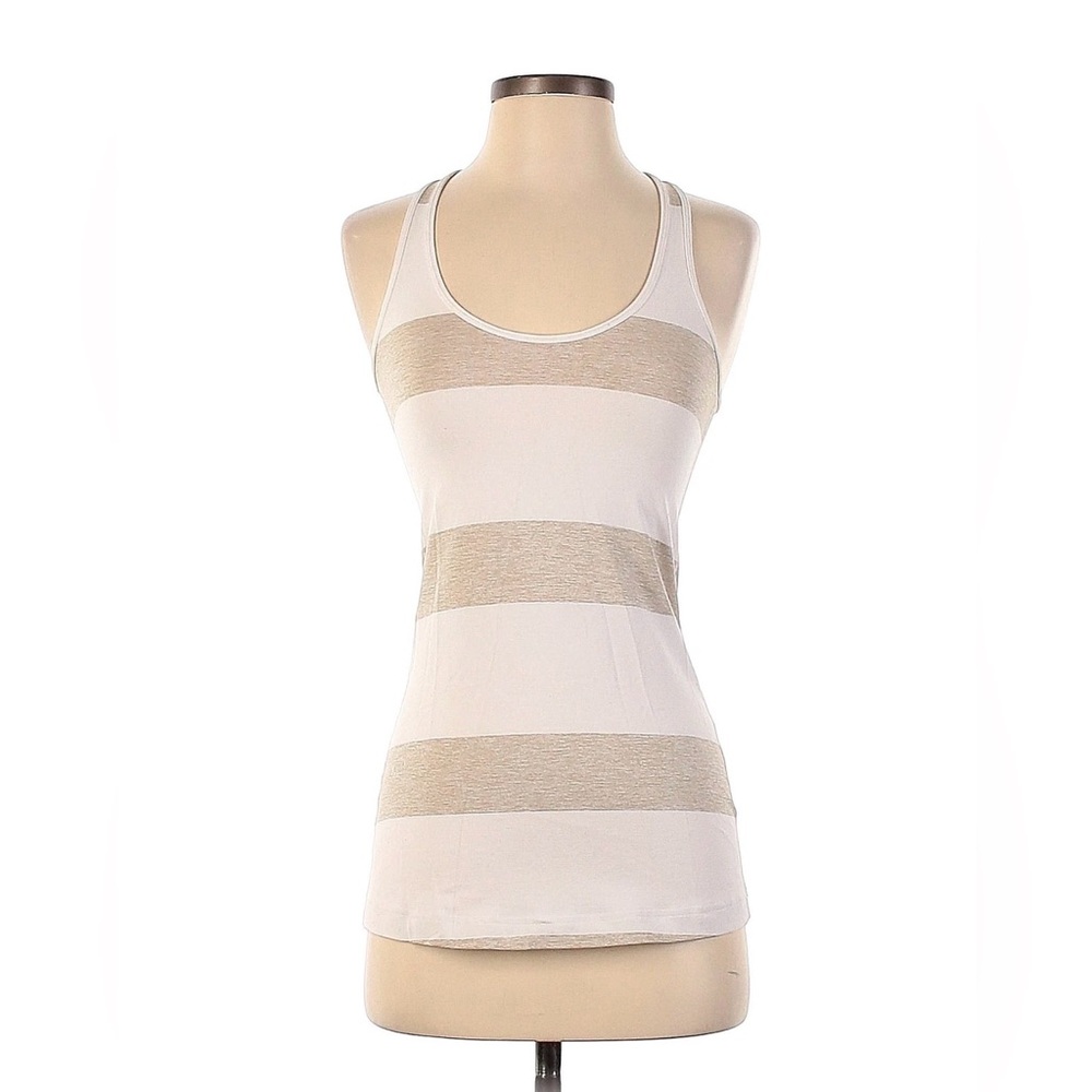 Lululemon Cool Racerback Tank Beige Cream Stripe Size 6